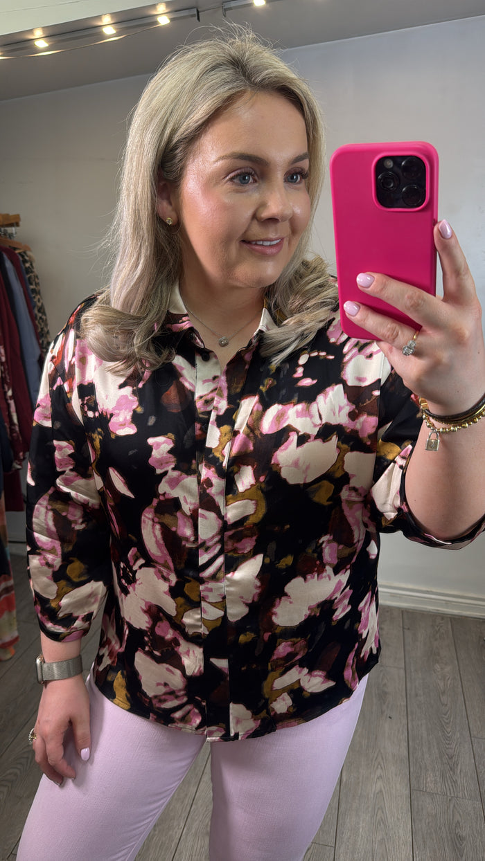 Soaked SlCinna Chocolate Autumn Abstract Printed Shirt, 30408801