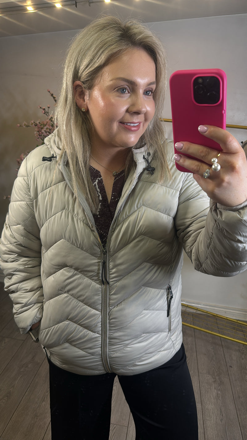 Fransa Frpadma Feather Beige Puffa Coat
