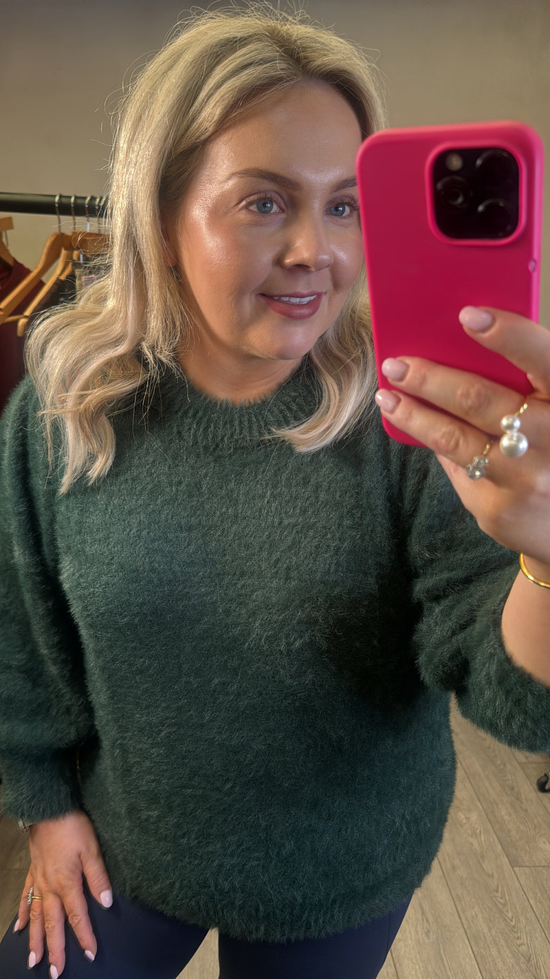 Saint Tropez Banni Junebug Green Furry Knitted Jumper, 30512918