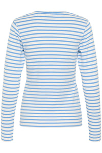  Kaffe Liddy Chalk/Provence Blue Stripe Top with Coffee Heart, 10502821