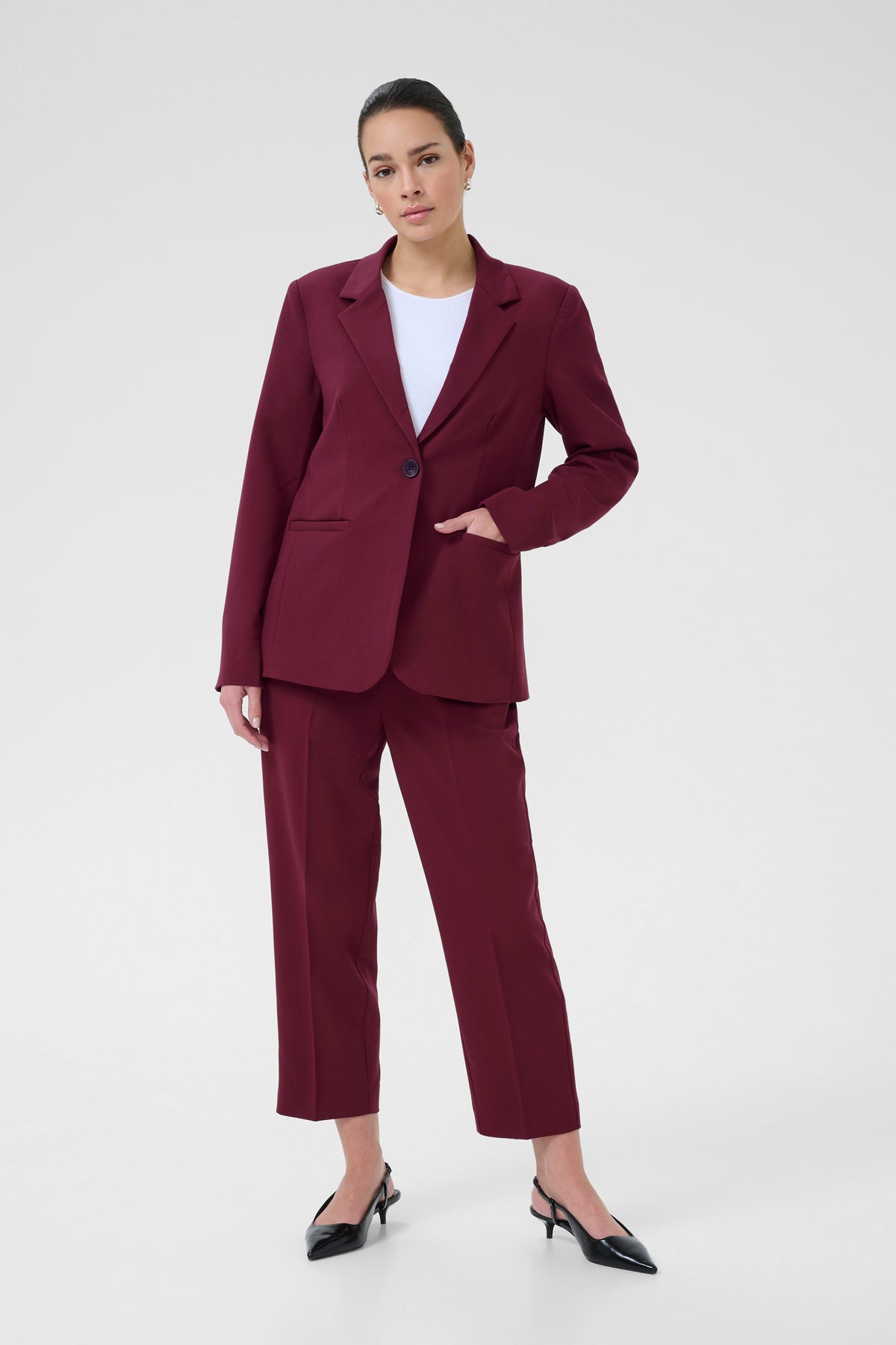 Kaffe Kasakura Windsor Wine Single Breasted Blazer, 10506684