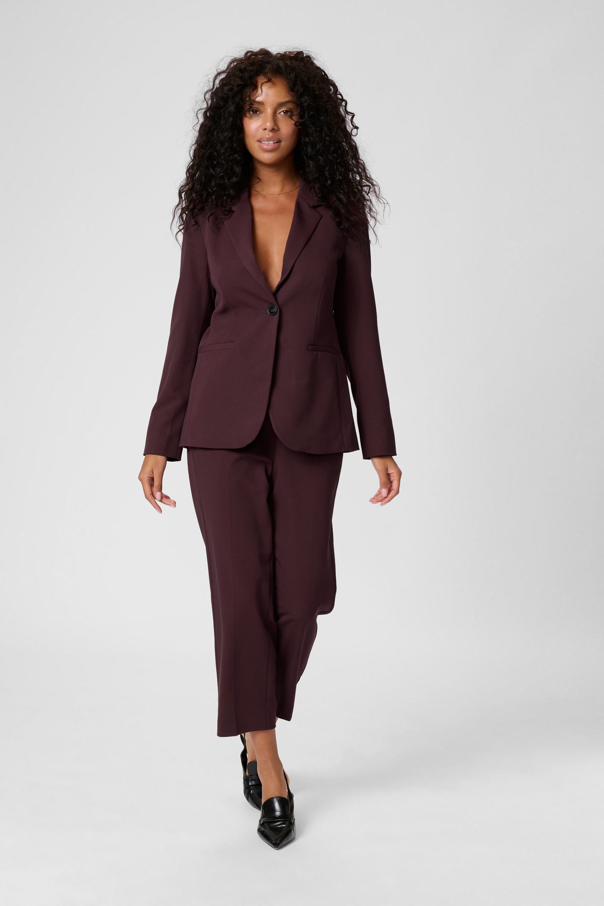 Kaffe Kasakura Fudge Burgundy Single Breasted Blazer, 10506684