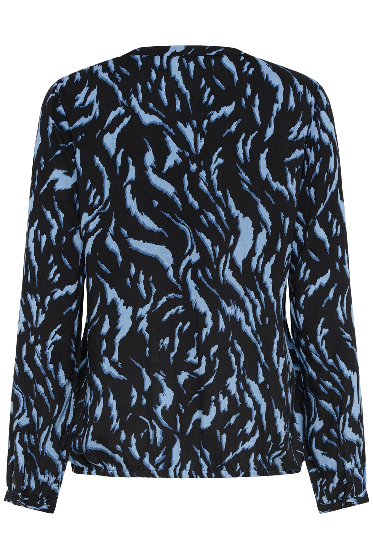 Kaffe Kaditte Denim Blue/Black Abstract Print V-Neck Blouse