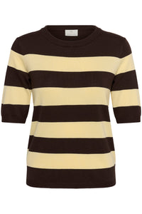 Kaffe Kalizza Coffee Bean/Yellow Striped Knit, 10512365