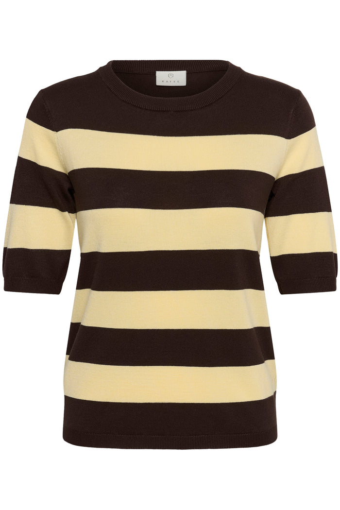 Kaffe Kalizza Coffee Bean/Yellow Striped Knit, 10512365