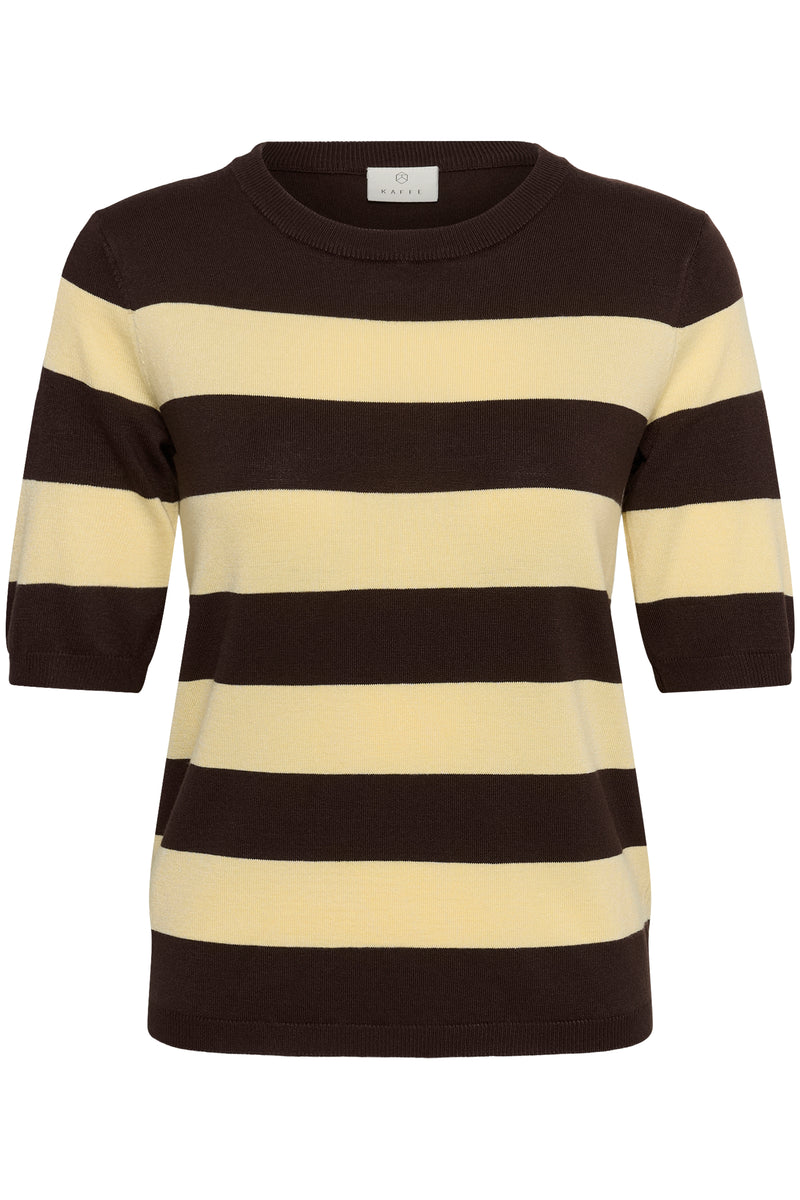 Kaffe Kalizza Coffee Bean/Yellow Striped Knit, 10512365