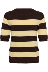 Kaffe Kalizza Coffee Bean/Yellow Striped Knit, 10512365