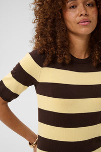 Kaffe Kalizza Coffee Bean/Yellow Striped Knit, 10512365