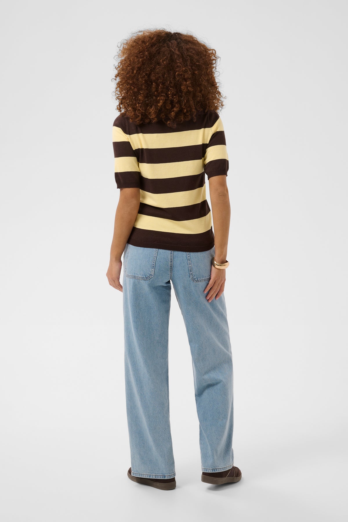 Kaffe Kalizza Coffee Bean/Yellow Striped Knit, 10512365