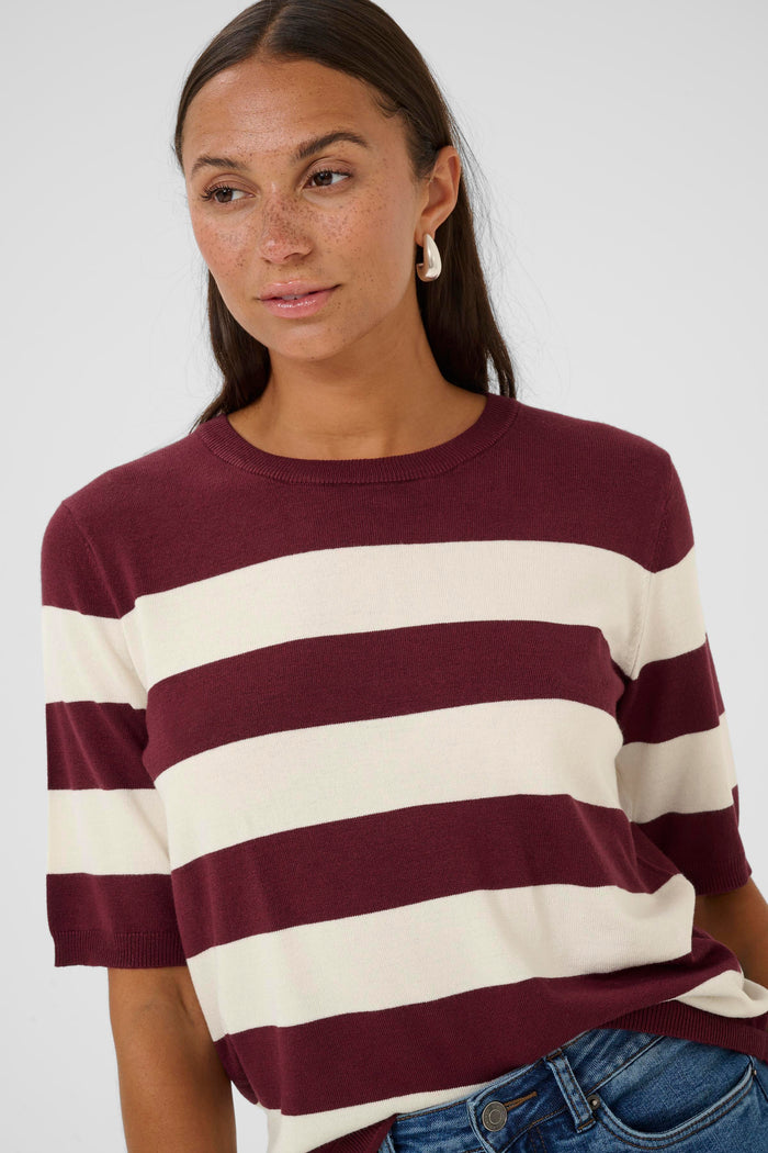 Kaffe Kalizza Windsor Wine/Turtledove Striped Knit, 10508410