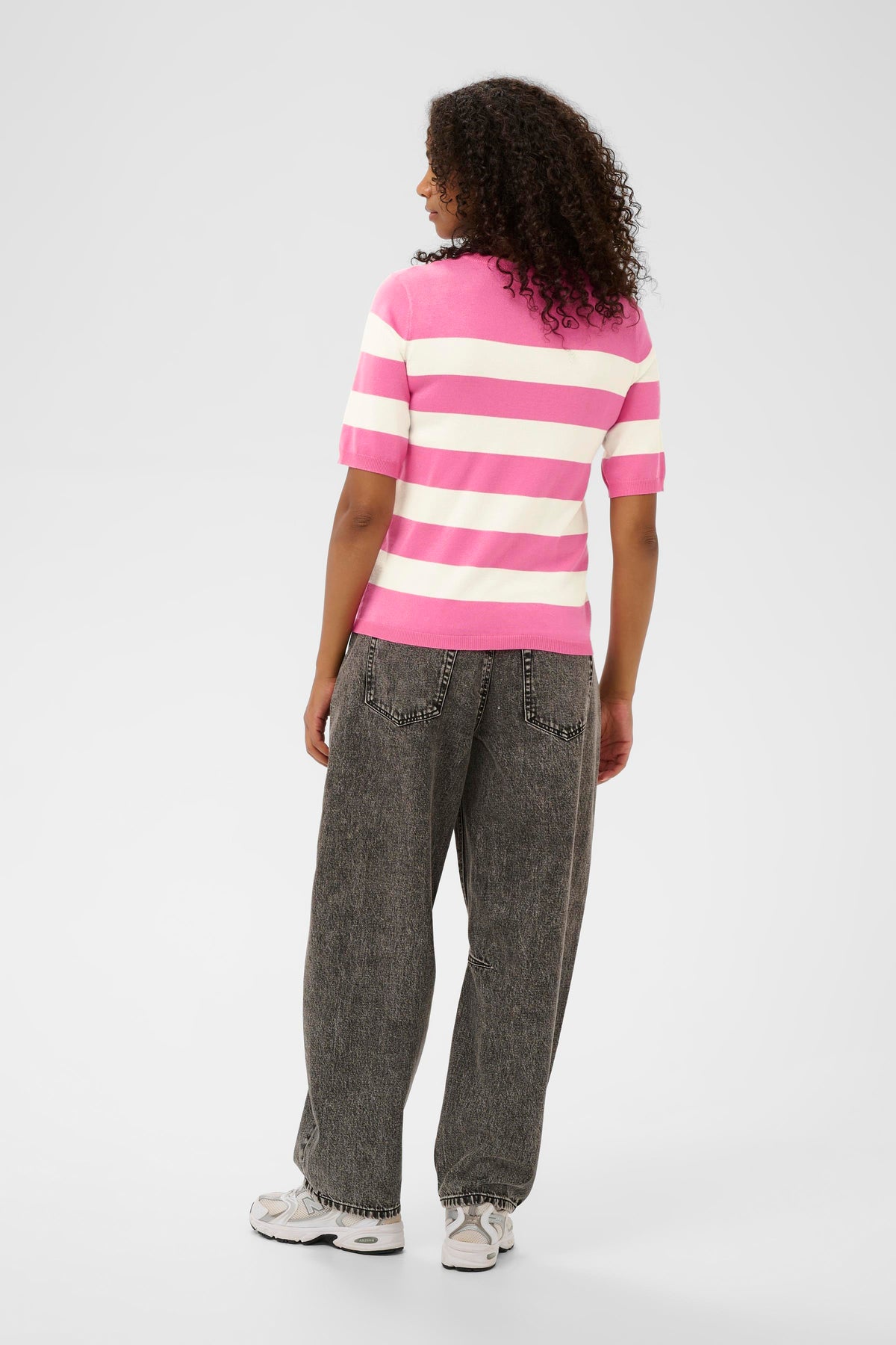 Kaffe Kalizza Power Pink/Chalk Striped Knit