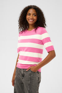 Kaffe Kalizza Power Pink/Chalk Striped Knit