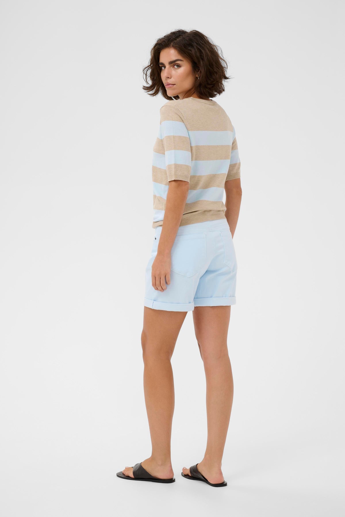 Kaffe Kalizza Feather Beige/Baby Blue Striped Knit, 10508410