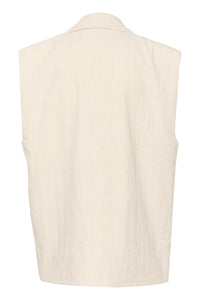 Kaffe Kadaniella Feather Grey Linen Melange Waistcoat, 10508565