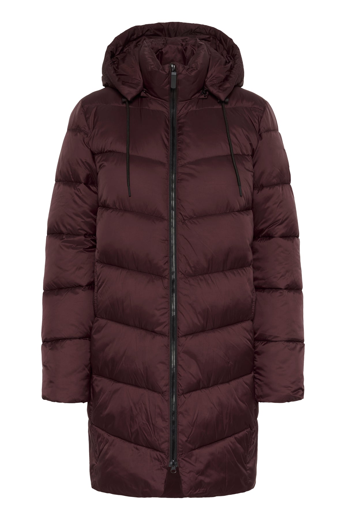 Kaffe Kasusanne Fudge Burgundy Ultimate Puffa Knee Length Coat with Detachable Hood, 10508810