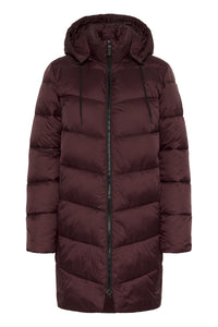 Kaffe Kasusanne Fudge Burgundy Ultimate Puffa Knee Length Coat with Detachable Hood, 10508810