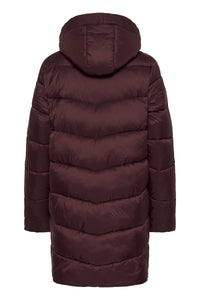 Kaffe Kasusanne Fudge Burgundy Ultimate Puffa Knee Length Coat with Detachable Hood, 10508810