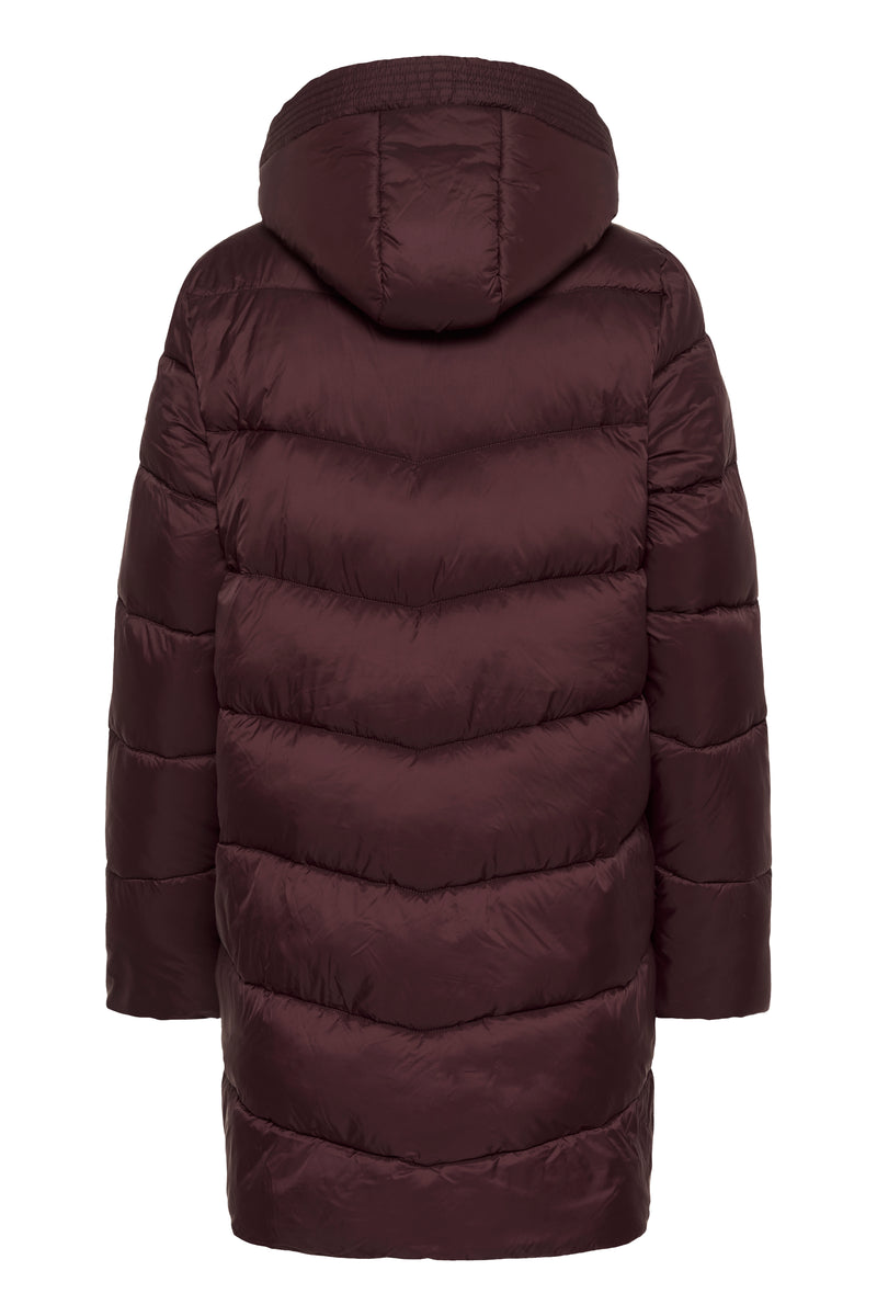 Kaffe Kasusanne Fudge Burgundy Ultimate Puffa Knee Length Coat with Detachable Hood, 10508810