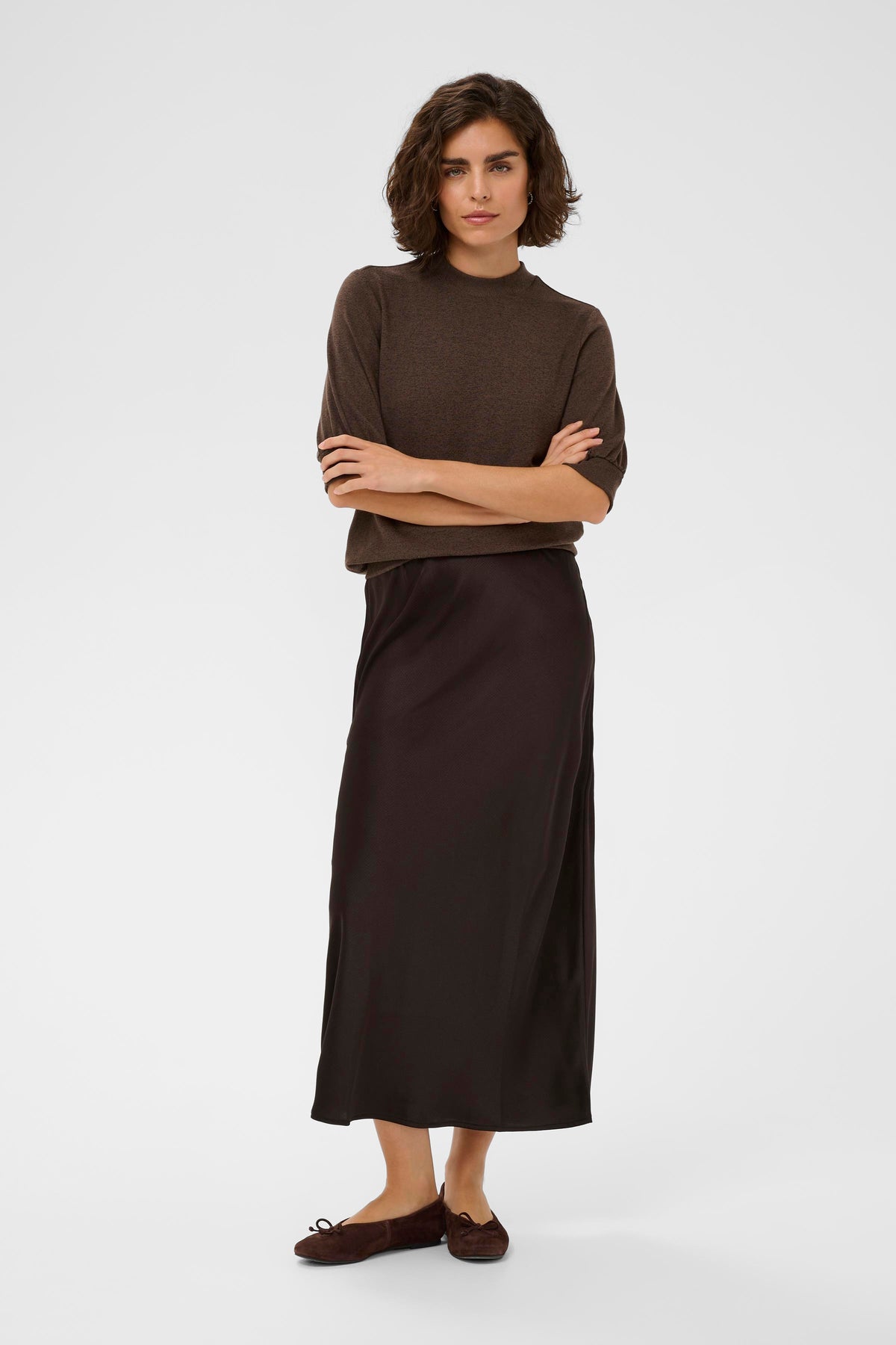 Kaffe Kalotte Coffee Bean Satin Slip Skirt, 10508853