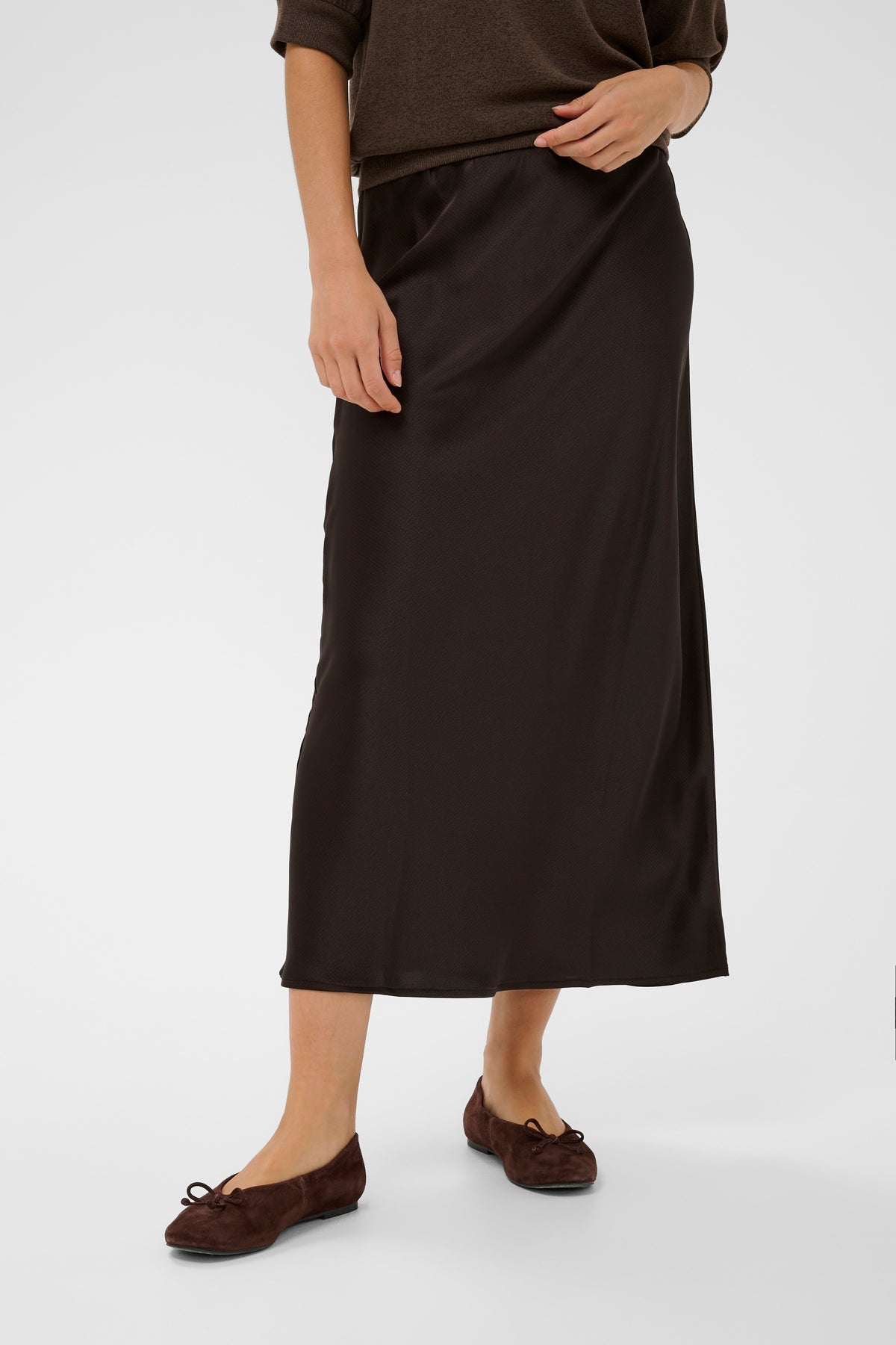 Kaffe Kalotte Coffee Bean Satin Slip Skirt, 10508853