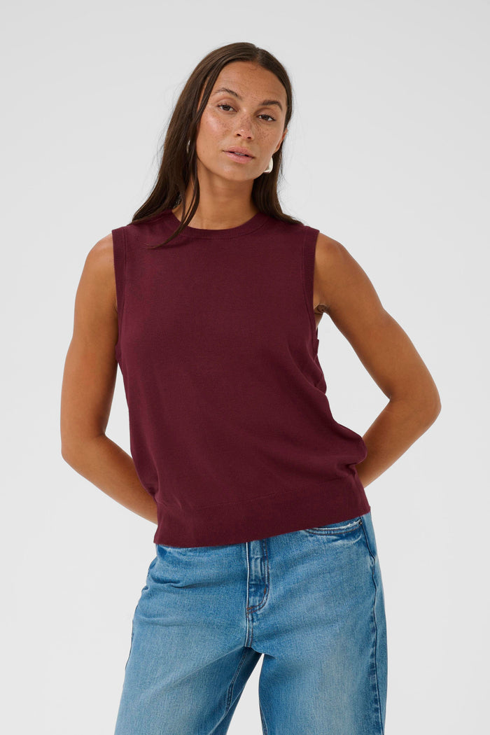 Kaffe Kalizza Windsor Wine Knitted Vest Tank Top, 10509232