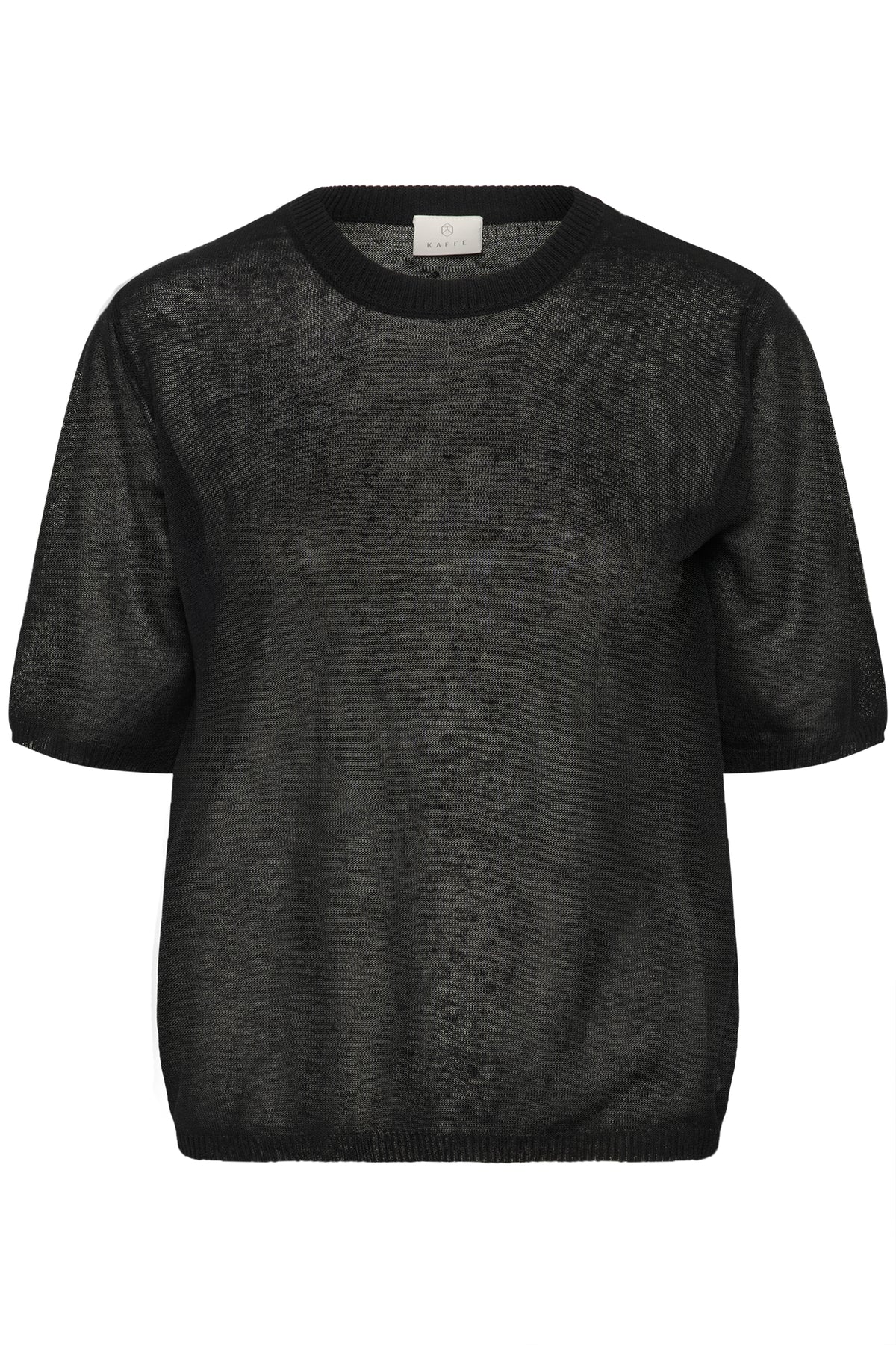 Kaffe Kalinn Black Knitted Linen Mix T-Shirt