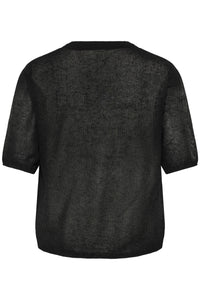 Kaffe Kalinn Black Knitted Linen Mix T-Shirt