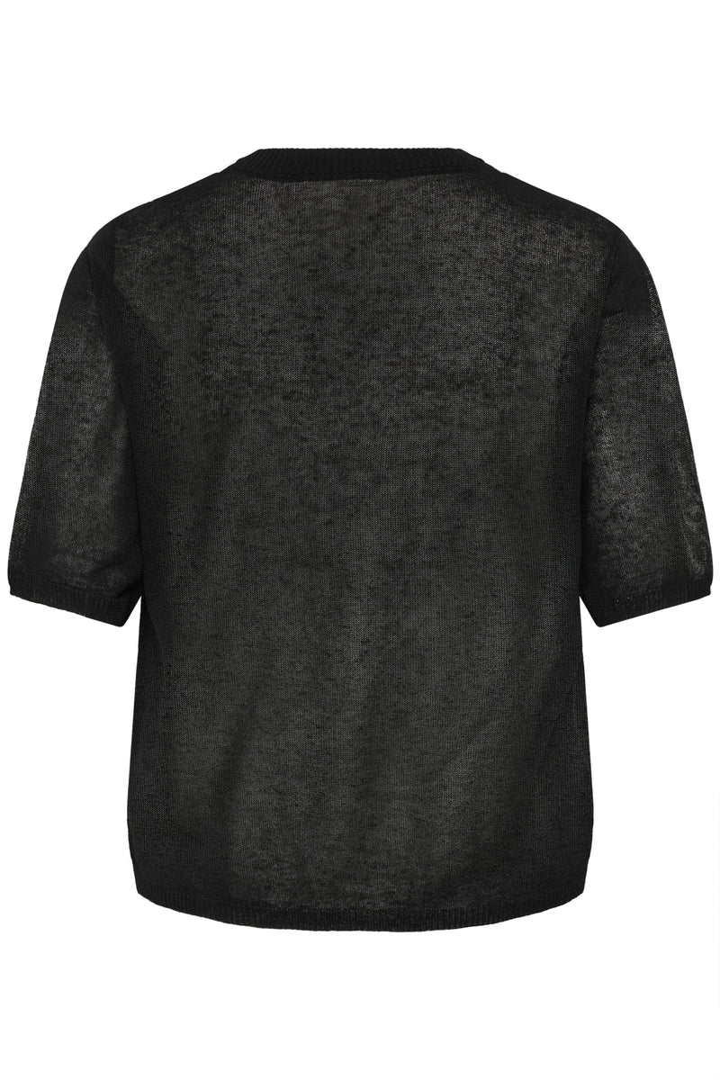 Kaffe Kalinn Black Knitted Linen Mix T-Shirt