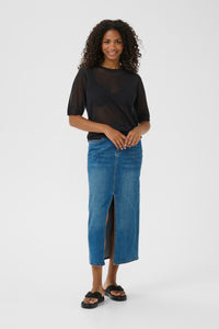 Kaffe Kalinn Black Knitted Linen Mix T-Shirt