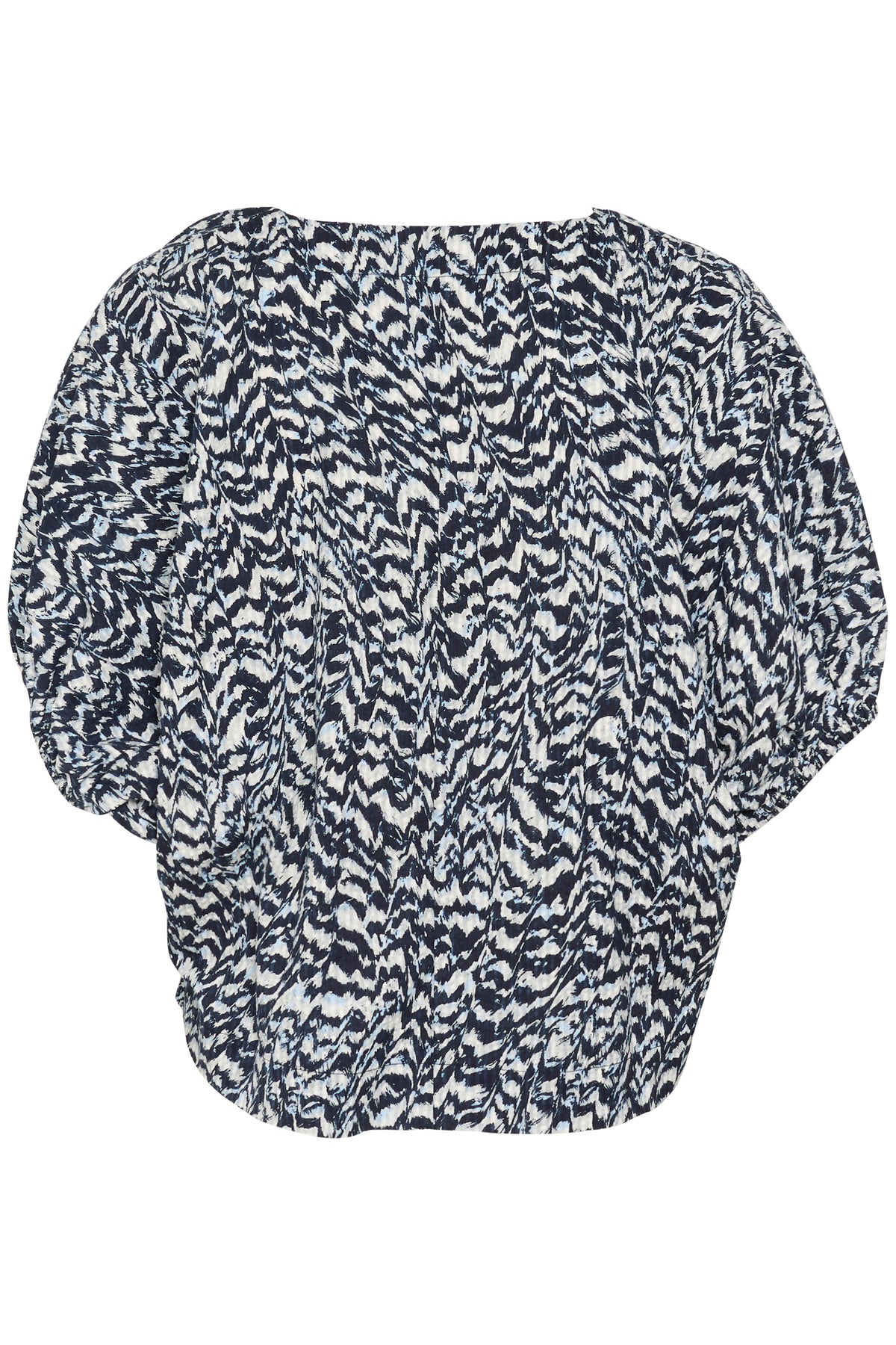 Kaffe Karuffalo Baby Blue/White/Navy Abstract Printed V-Neck Top