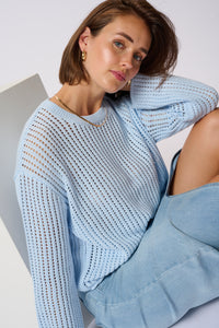Kaffe Kasolar Nantucket Baby Blue Oversized Knitted Pullover