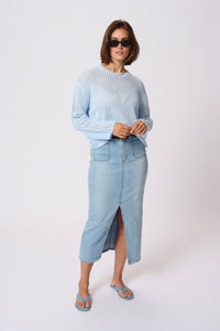 Kaffe Kasolar Nantucket Baby Blue Oversized Knitted Pullover