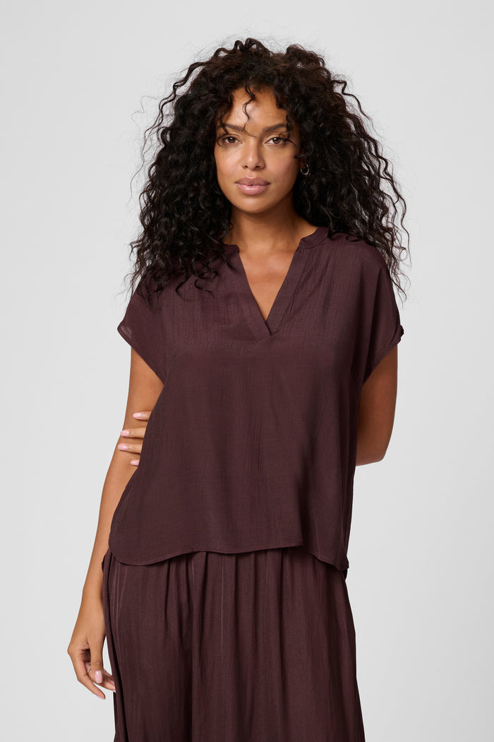 Kaffe Kaanja Fudge V-Neck Blouse