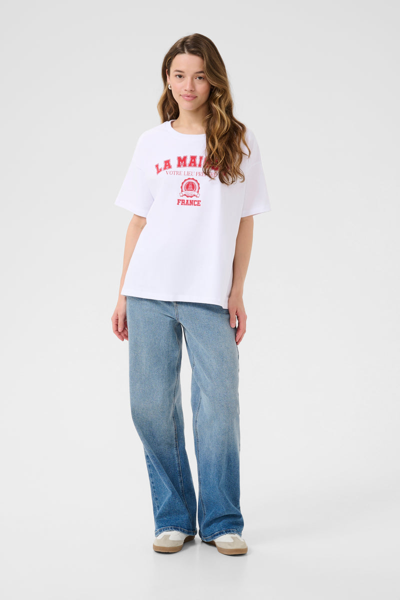 Kaffe Kaadelina White Oversized Logo T-Shirt