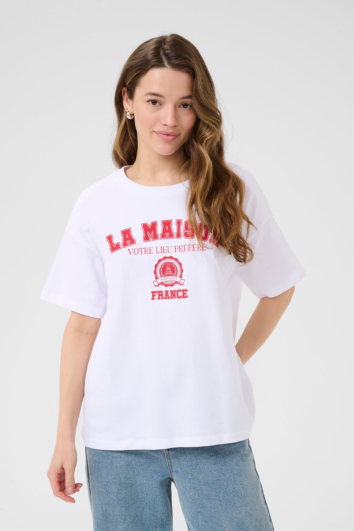 Kaffe Kaadelina White Oversized Logo T-Shirt