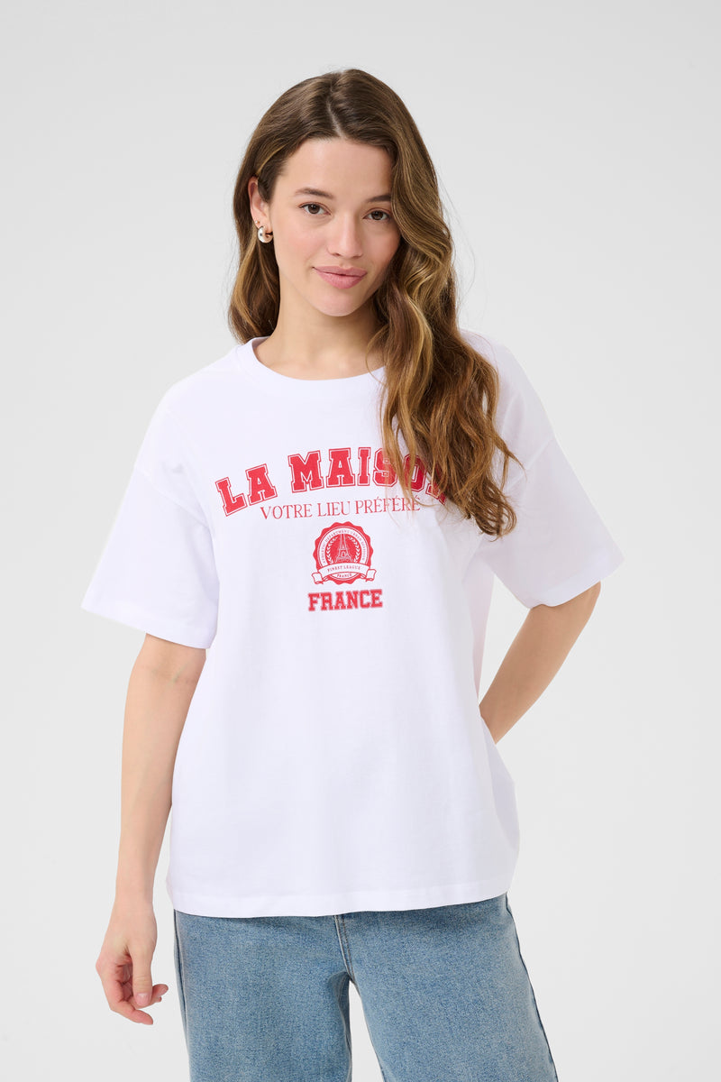 Kaffe Kaadelina White Oversized Logo T-Shirt