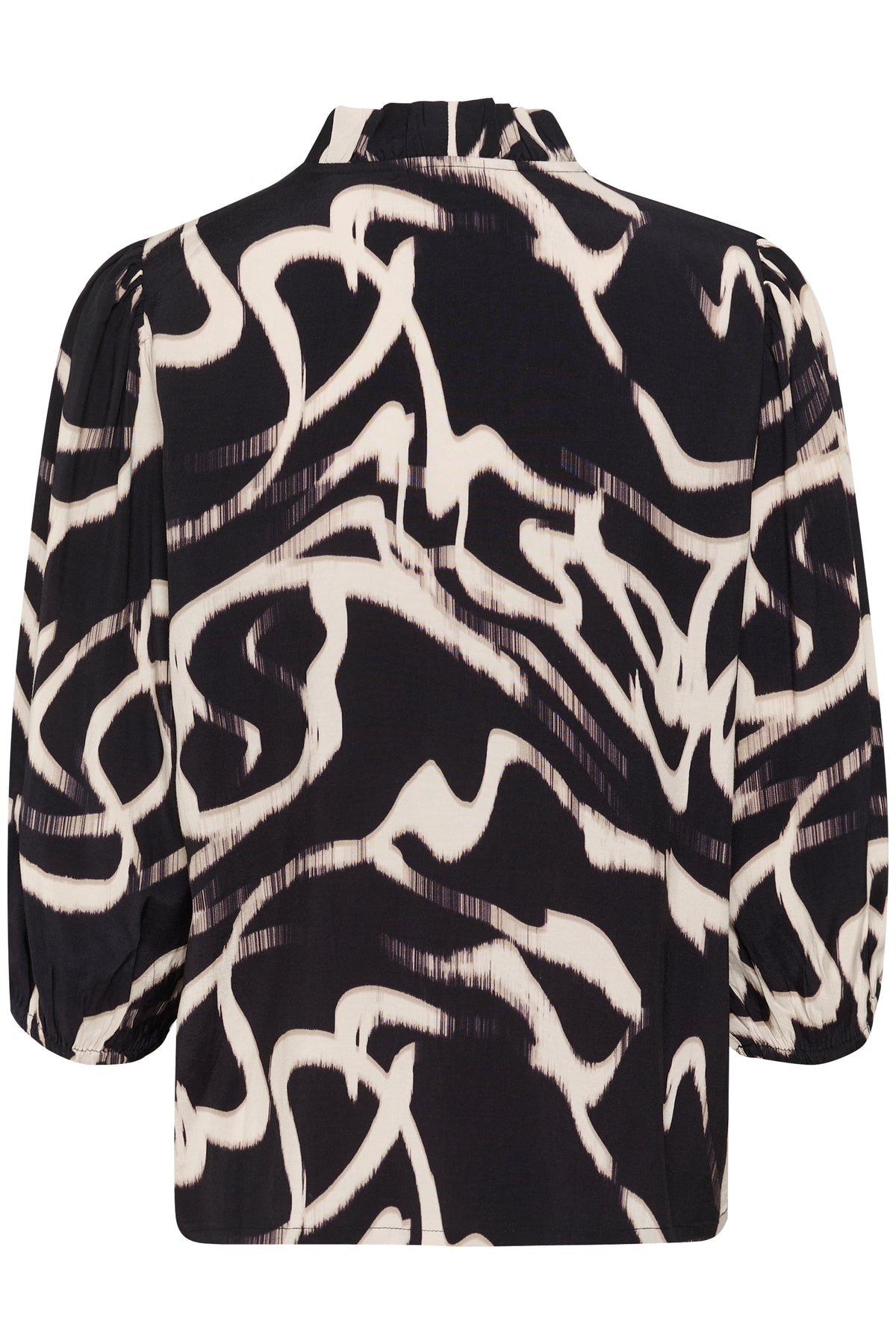 Kaffe Kamartha Black/Natural Printed Abstract V-Neck Top