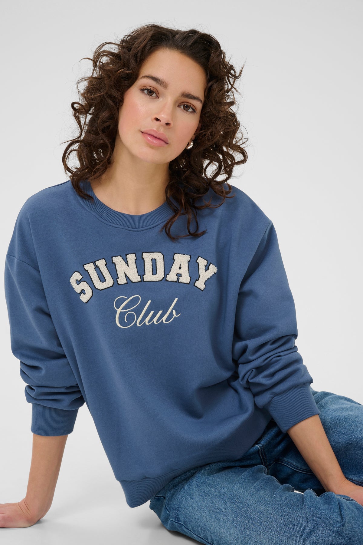 Kaffe Kaelenora Denim Blue Fleece Lined Supersoft Sweatshirt, 10510672