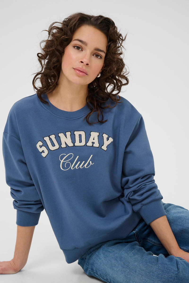 Kaffe Kaelenora Denim Blue Fleece Lined Supersoft Sweatshirt, 10510672