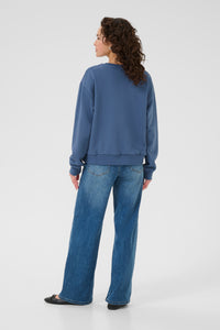 Kaffe Kaelenora Denim Blue Fleece Lined Supersoft Sweatshirt, 10510672