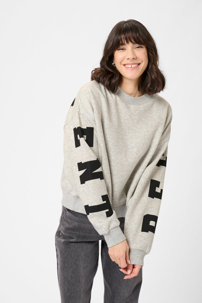 Kaffe Kalise Grey Melange Logo Relaxed Fit Sweatshirt, 10510868