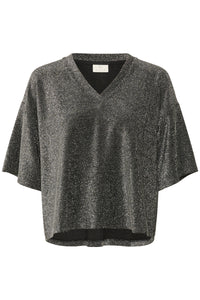Kaffe KaRita Silver Metallic Glitter Oversized T-Shirt