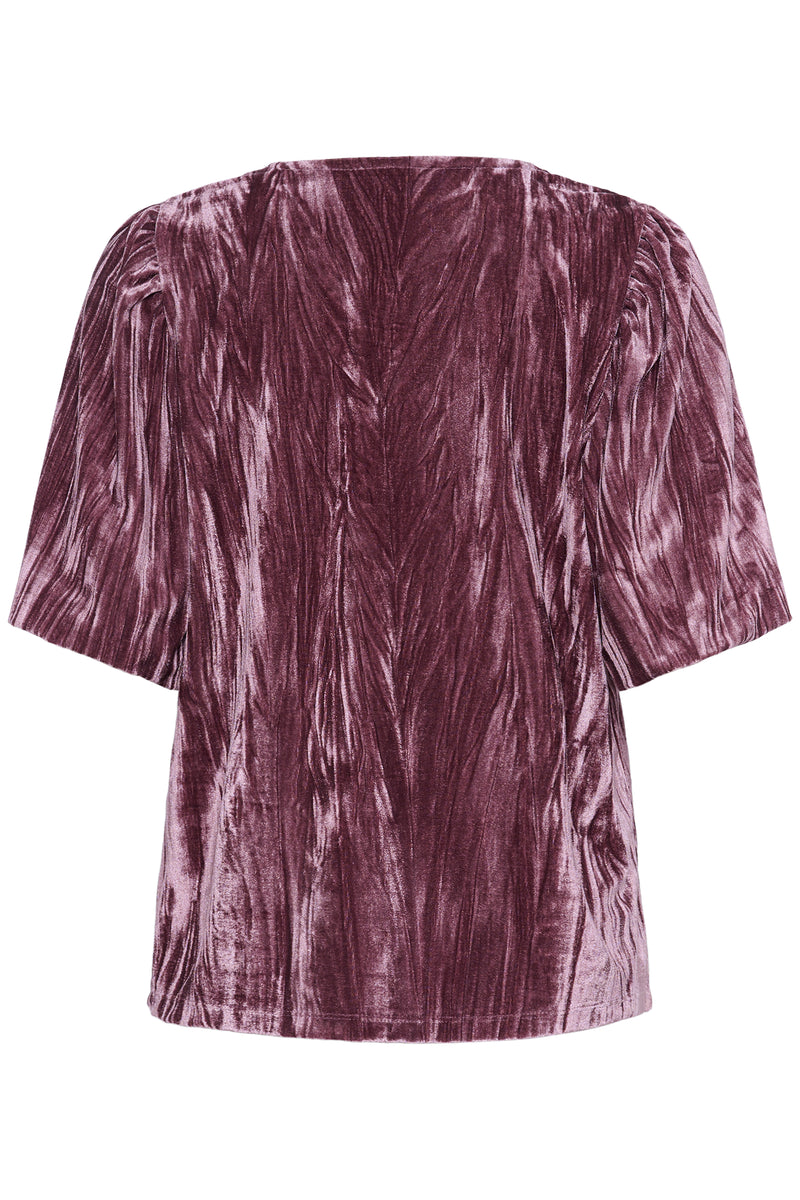 KAFFE Kaelva Tulipwood Velvet V-Neck Blouse