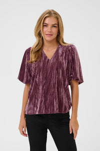 KAFFE Kaelva Tulipwood Velvet V-Neck Blouse