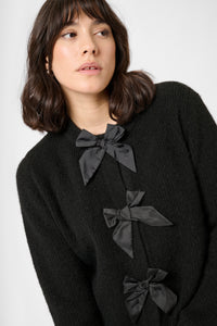 Kaffe Kamay Black Bow Knitted Cardigan