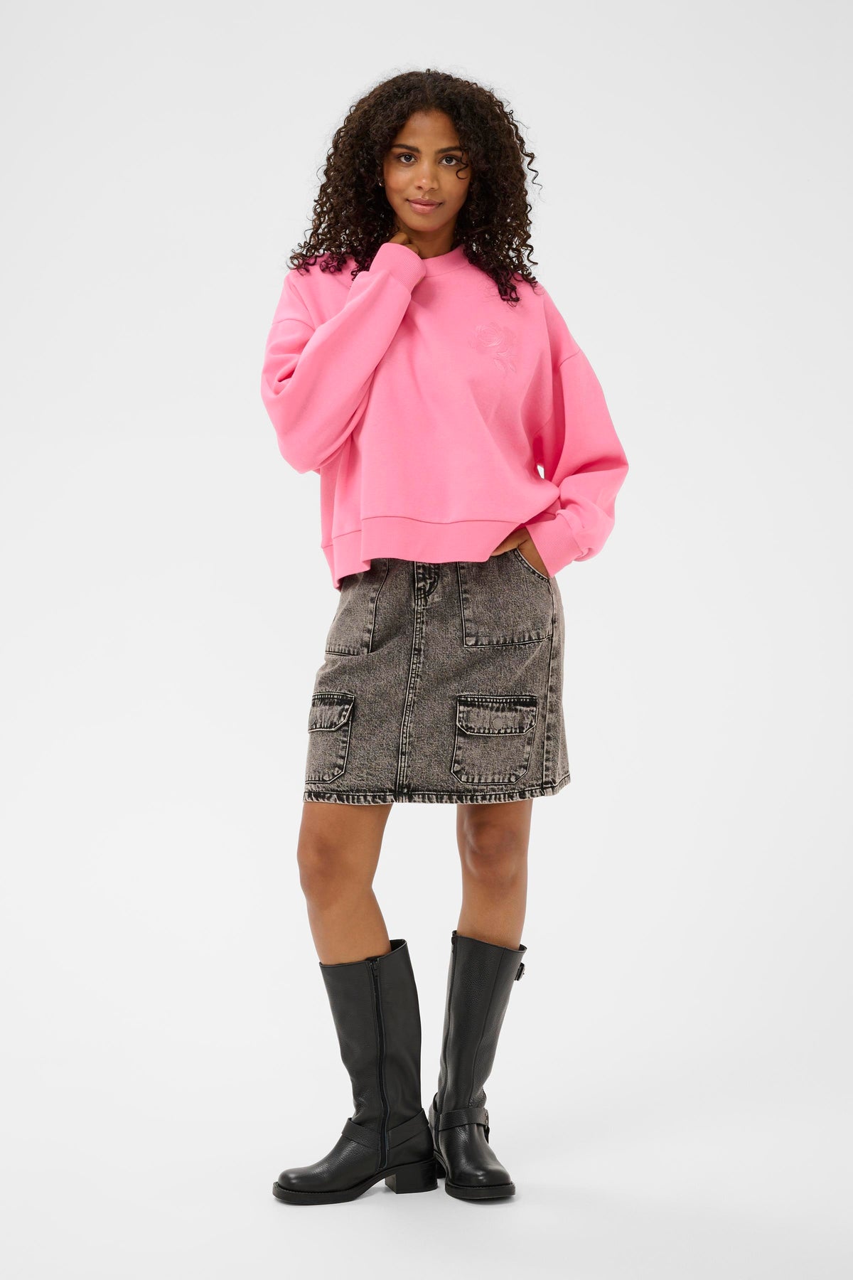 Kaffe Kasussi Power Pink Supersoft Fleece Lined Sweatshirt , 10511087