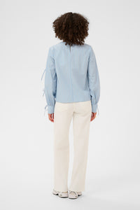 Kaffe Kalevia Blue Striped Blouse with Bow Detailing, 10511103