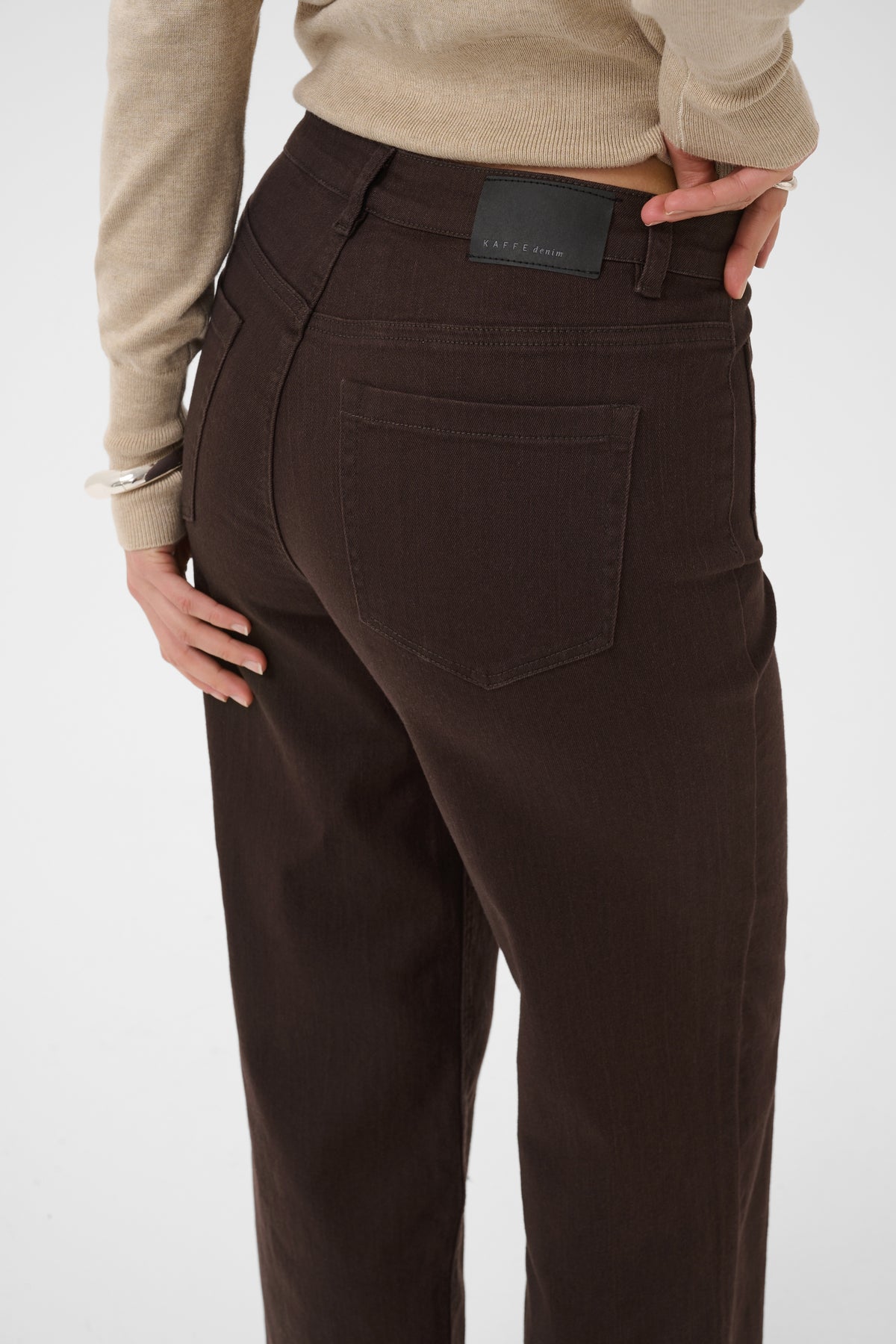 Kaffe Kabrook Coffee Bean Cropped Wide Leg Jeans, 10511431