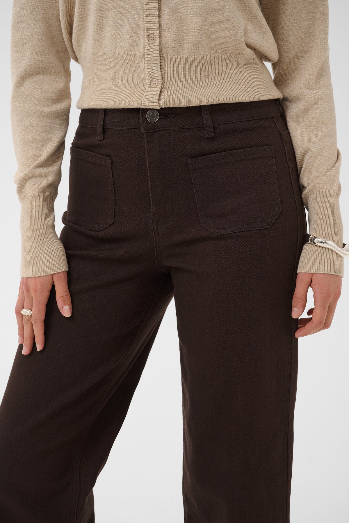 Kaffe Kabrook Coffee Bean Cropped Wide Leg Jeans, 10511431
