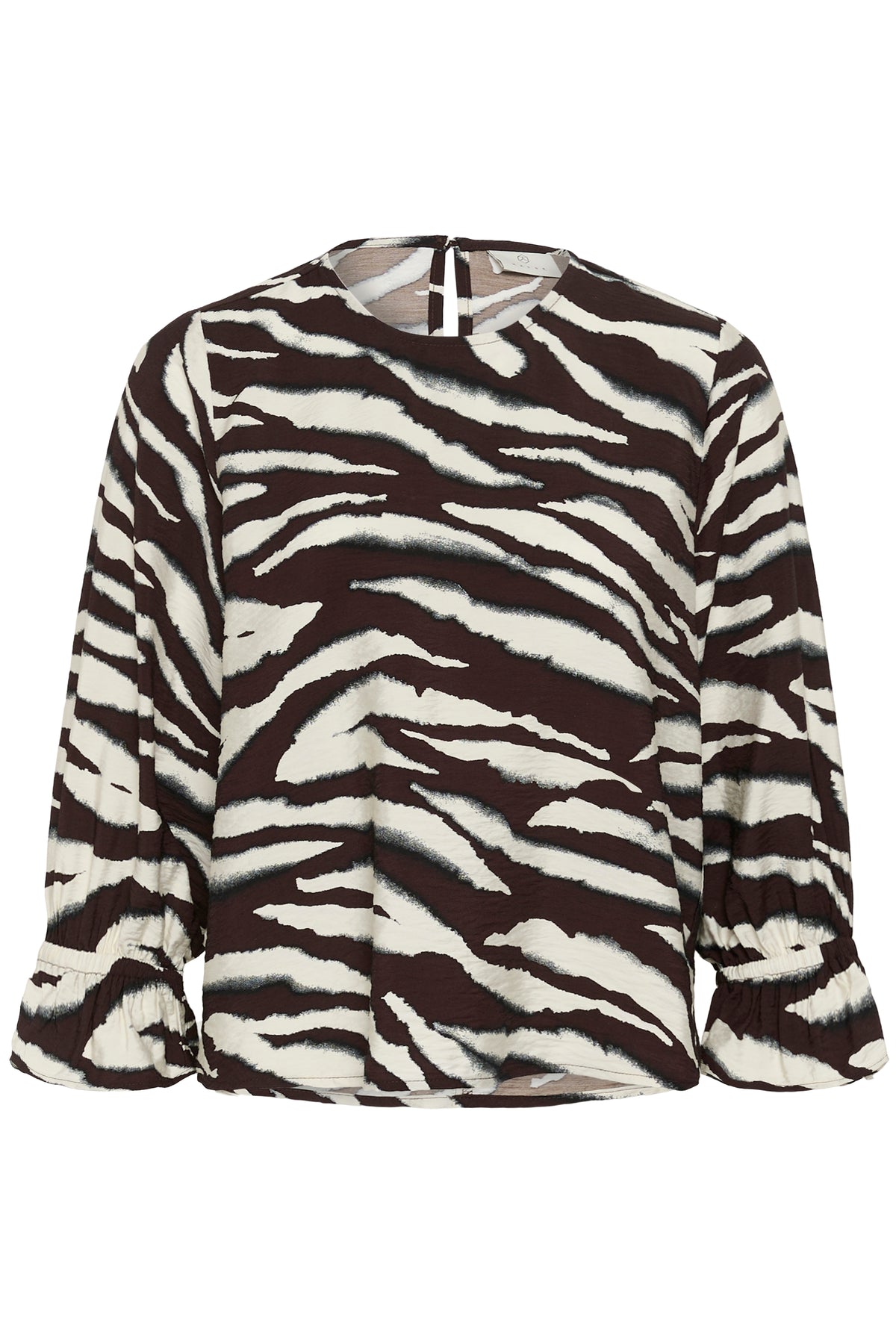 Kaffe KaViky Coffee Bean/Turtledove Animal Print Blouse, 10511735